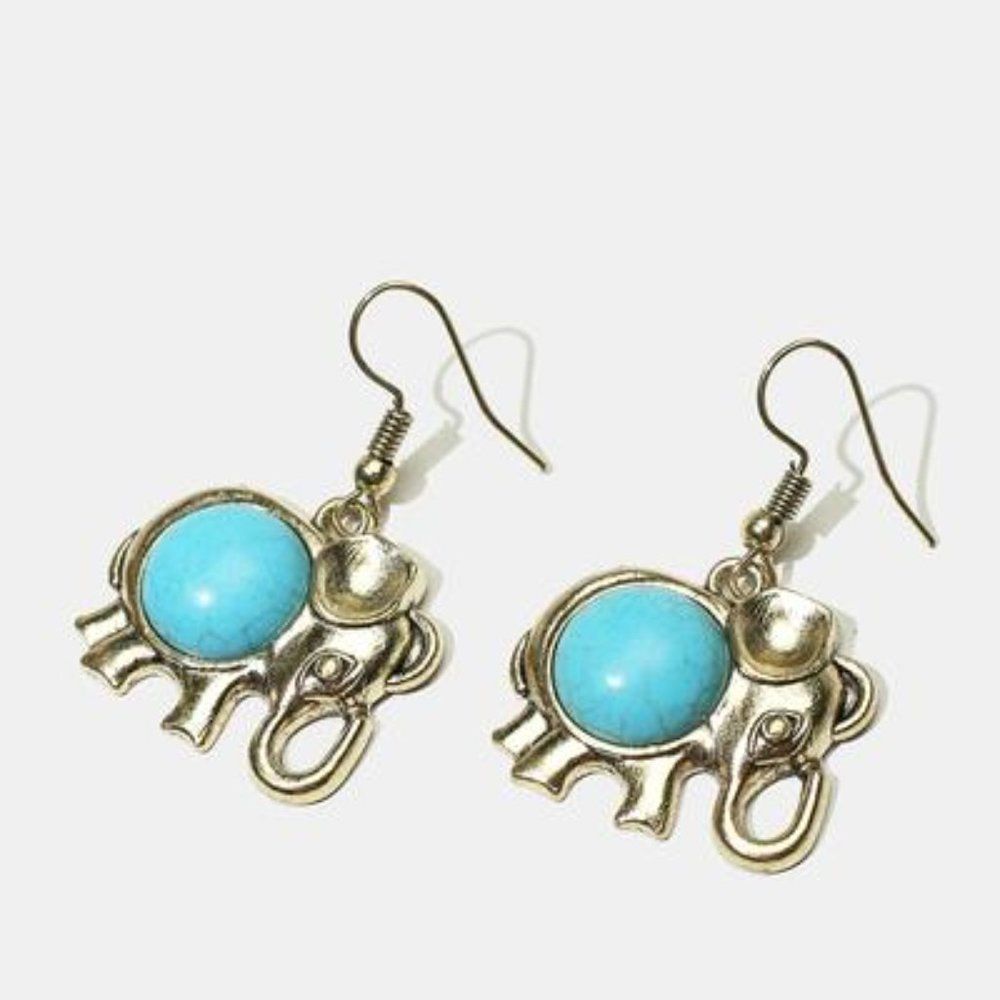 Elephant Stone Dangle Earrings
